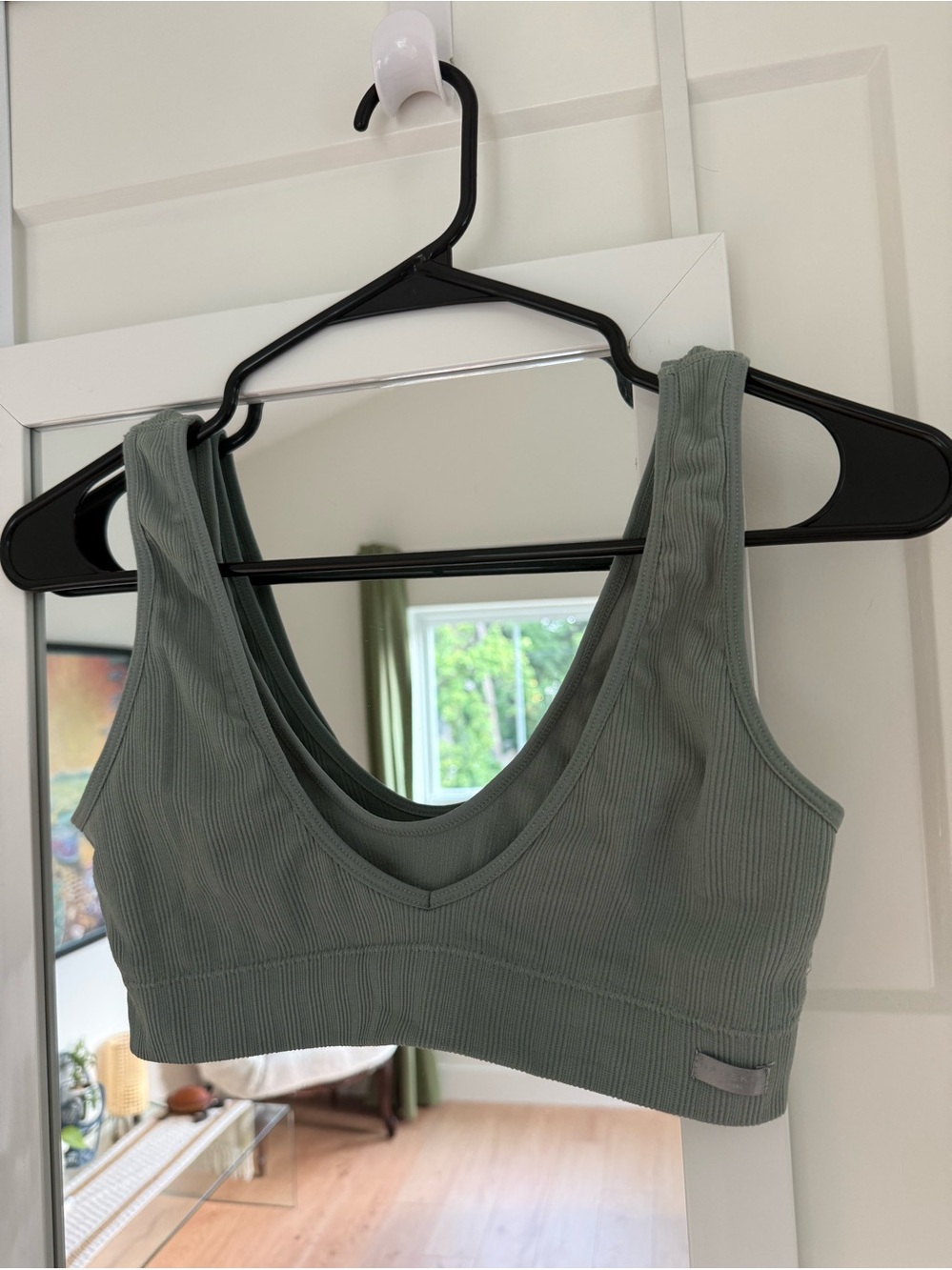 Danskin Seamless Ribbed Triangle Bralette color sage